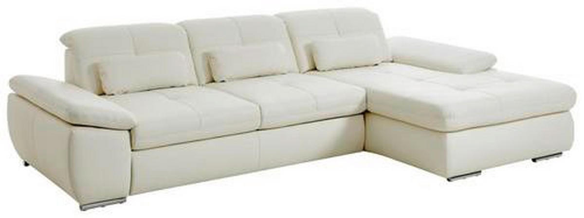 ECKSOFA in Echtleder Weiß  325/195 cm  - Edelstahlfarben/Weiß, Design, Leder/Metall (325/195cm) - Beldomo Speed
