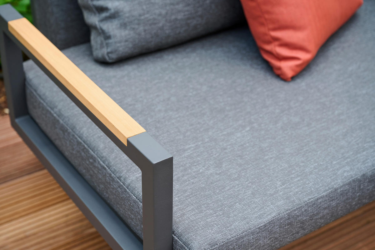 LOUNGESOFA  - Anthrazit, Basics, Holz/Textil (219/81/91cm) - Siena Garden