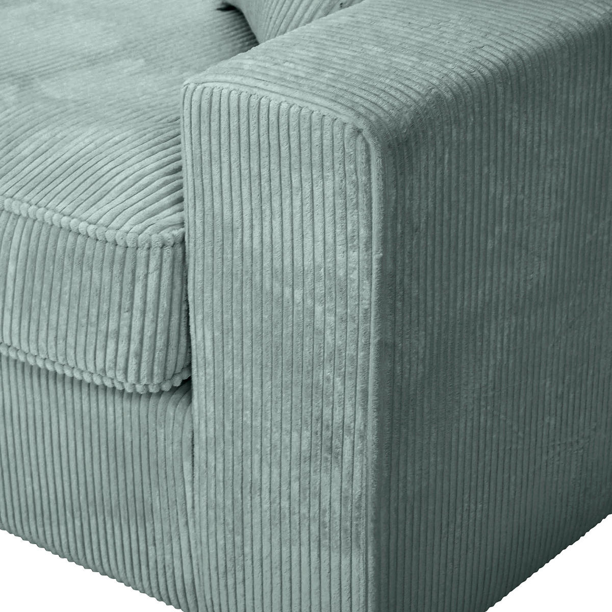 ECKSOFA  in Cord Mintgrün Zierkissen, Rückenkissen, Rücken echt  228/307 cm  - Schwarz/Mintgrün, MODERN, Kunststoff/Textil (228/307cm) - Carryhome