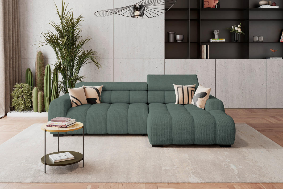 HÖRNSOFFA i vävt tyg grön  - grön/svart, Trend, textil/plast (285/168cm) - Livetastic