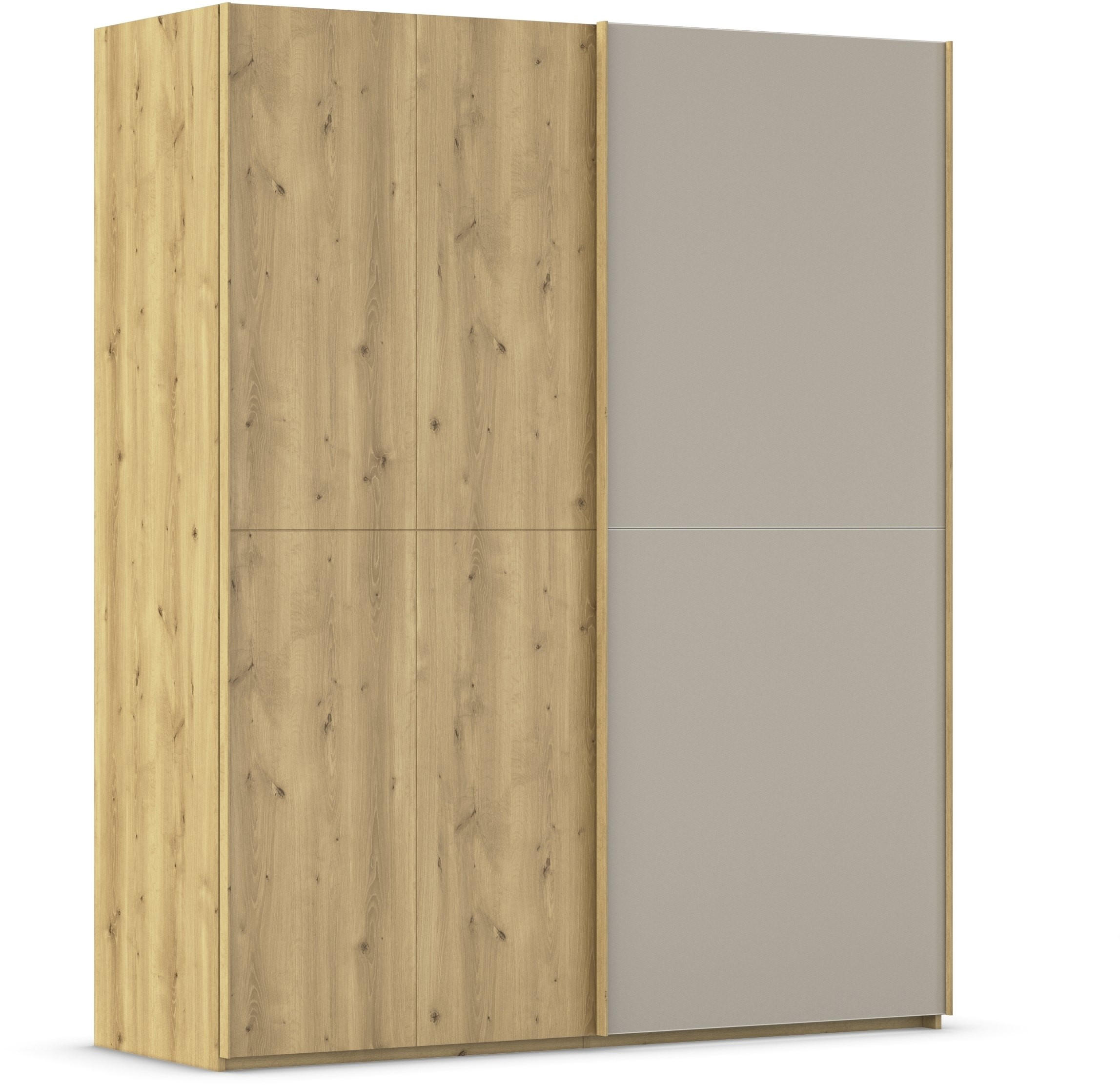 SCHWEBETÜRENSCHRANK 180/223/68 cm 2-türig Eichefarben, Fango  - Fango/Eichefarben, Design, Glas/Holz (180/223/68cm) - Novel