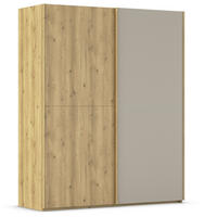 SCHWEBETÜRENSCHRANK 180/223/68 cm 2-türig Eichefarben, Fango  - Fango/Eichefarben, Design, Glas/Holz (180/223/68cm) - Novel