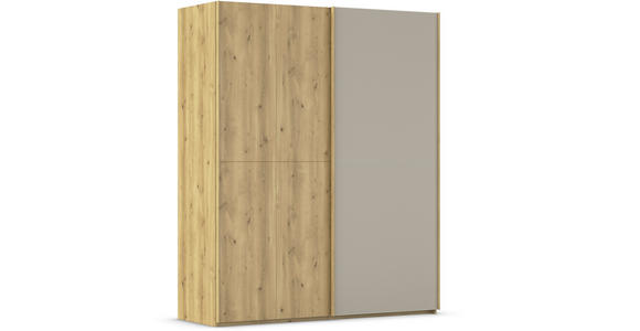 SCHWEBETÜRENSCHRANK 180/223/68 cm 2-türig Eichefarben, Fango  - Fango/Eichefarben, Design, Glas/Holz (180/223/68cm) - Novel