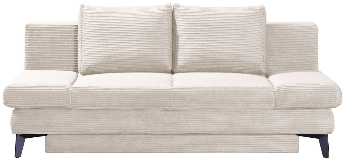 SCHLAFSOFA Cord Beige  inkl. Bettkasten, Schlaffunktion, Armteilverstellung  - Beige/Schwarz, Design, Textil/Metall (200/85/90cm) - Novel