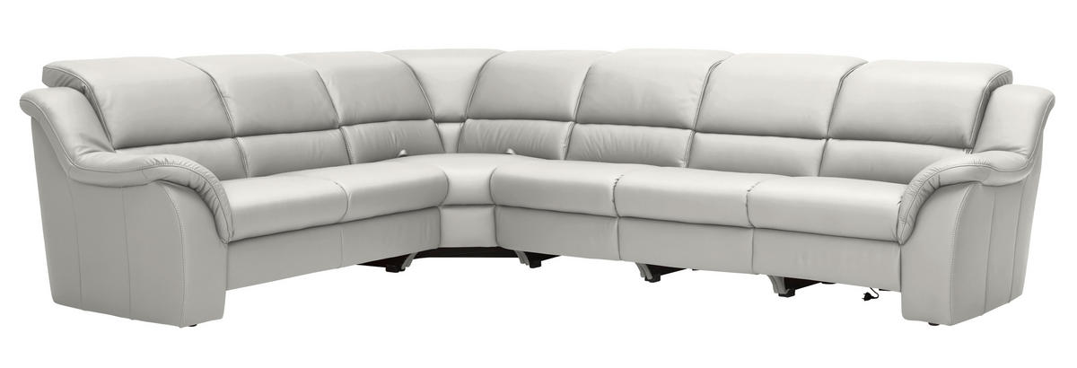 ECKSOFA  in Echtleder Weiß  260/324 cm  - Schwarz/Weiß, KONVENTIONELL, Leder/Kunststoff (260/324cm) - Cantus