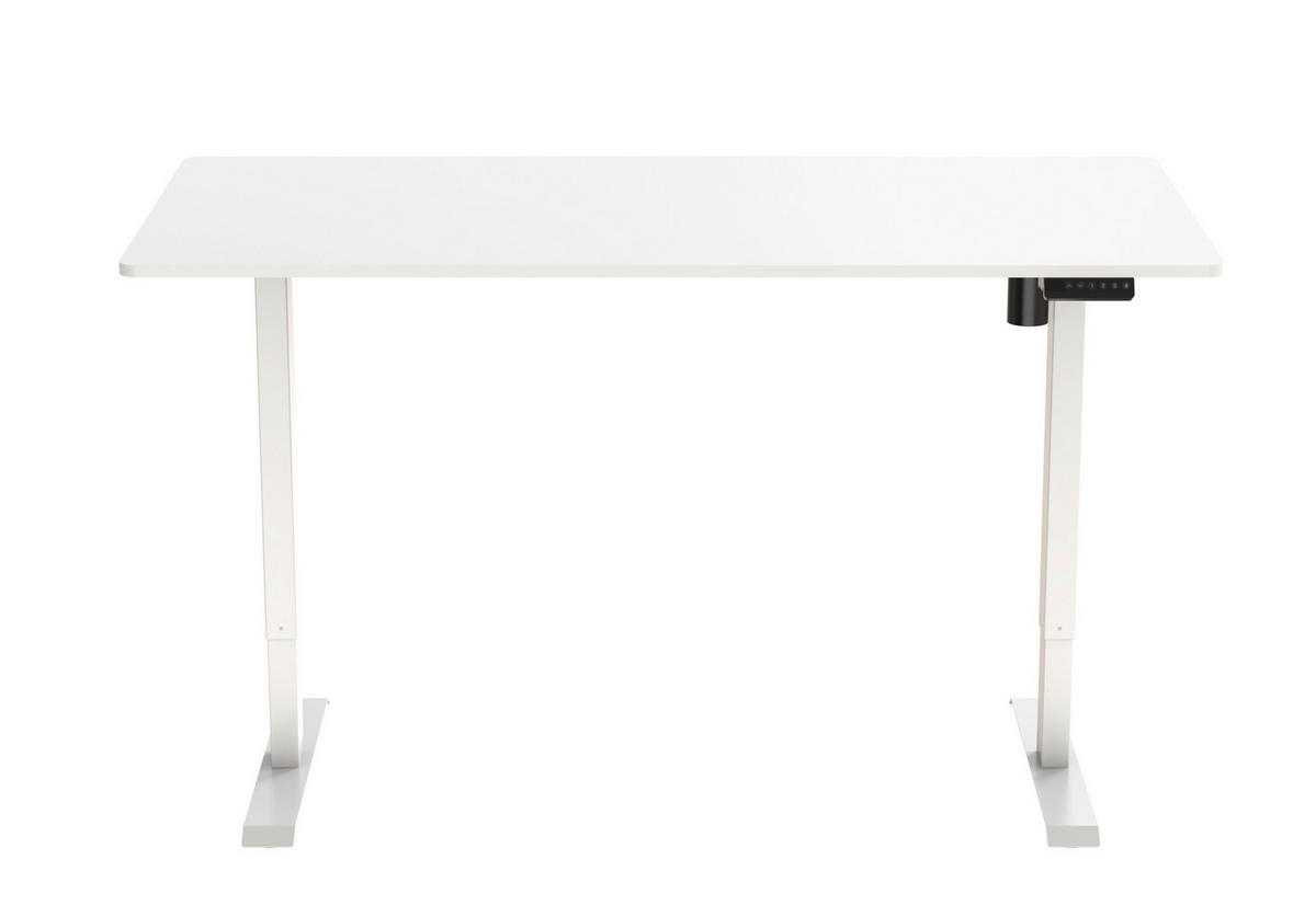SCHREIBTISCH 160/80/73-123 cm Weiß elektrisch höhenverstellbar  - Weiß, MODERN, Holzwerkstoff/Metall (160/80/73-123cm) - Livetastic