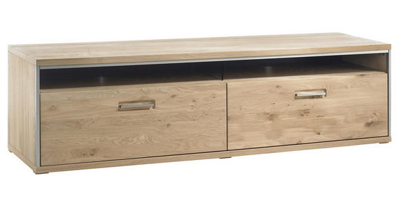 TV-ELEMENT 184/51/52 cm - Hellbraun/Edelstahlfarben, KONVENTIONELL, Glas/Holz (184/51/52cm) - Cantus