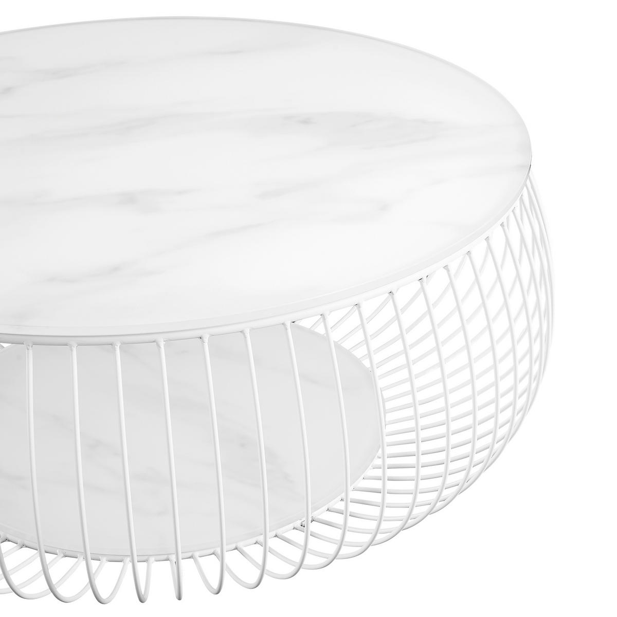 COUCHTISCH Klarglas 86/86/35 cm rund Weiß  - Weiß, Design, Glas/Metall (86/86/35cm) - Livetastic