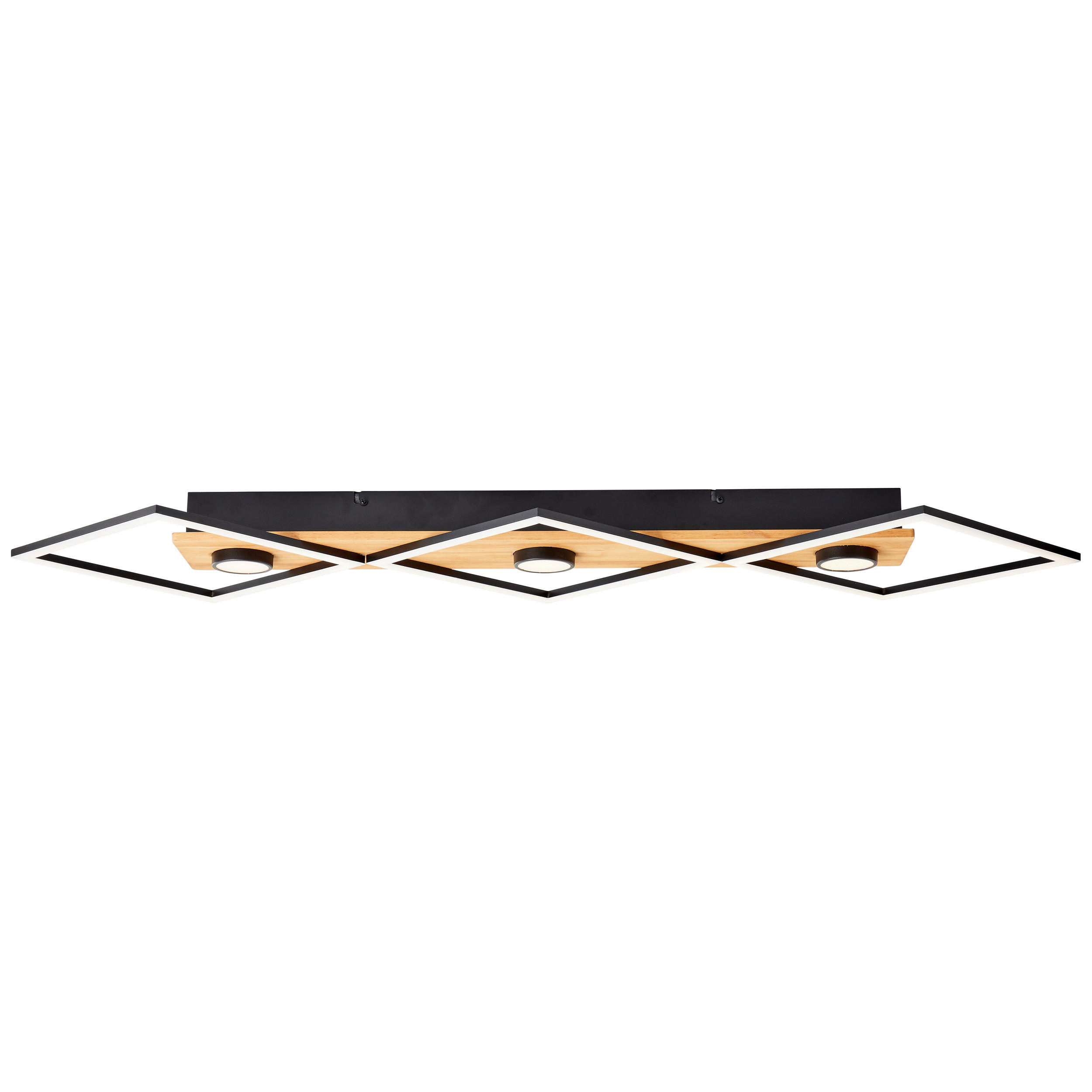 LED-DECKENLEUCHTE     - Schwarz/Braun, Design, Holz/Kunststoff (150/100/20cm) - Brilliant
