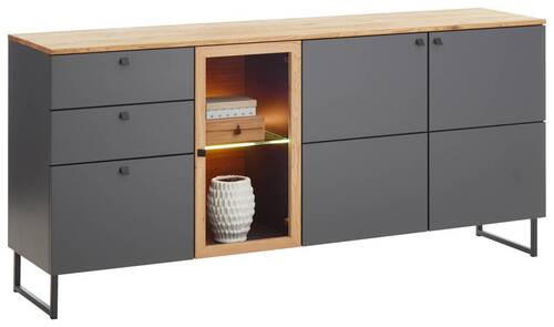 SIDEBOARD  in 183/87/42 cm  - Eichefarben/Schwarz, LIFESTYLE, Glas/Holz (183/87/42cm) - Valdera