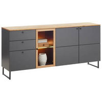 SIDEBOARD  in 183/87/42 cm  - Eichefarben/Schwarz, LIFESTYLE, Glas/Holz (183/87/42cm) - Valdera
