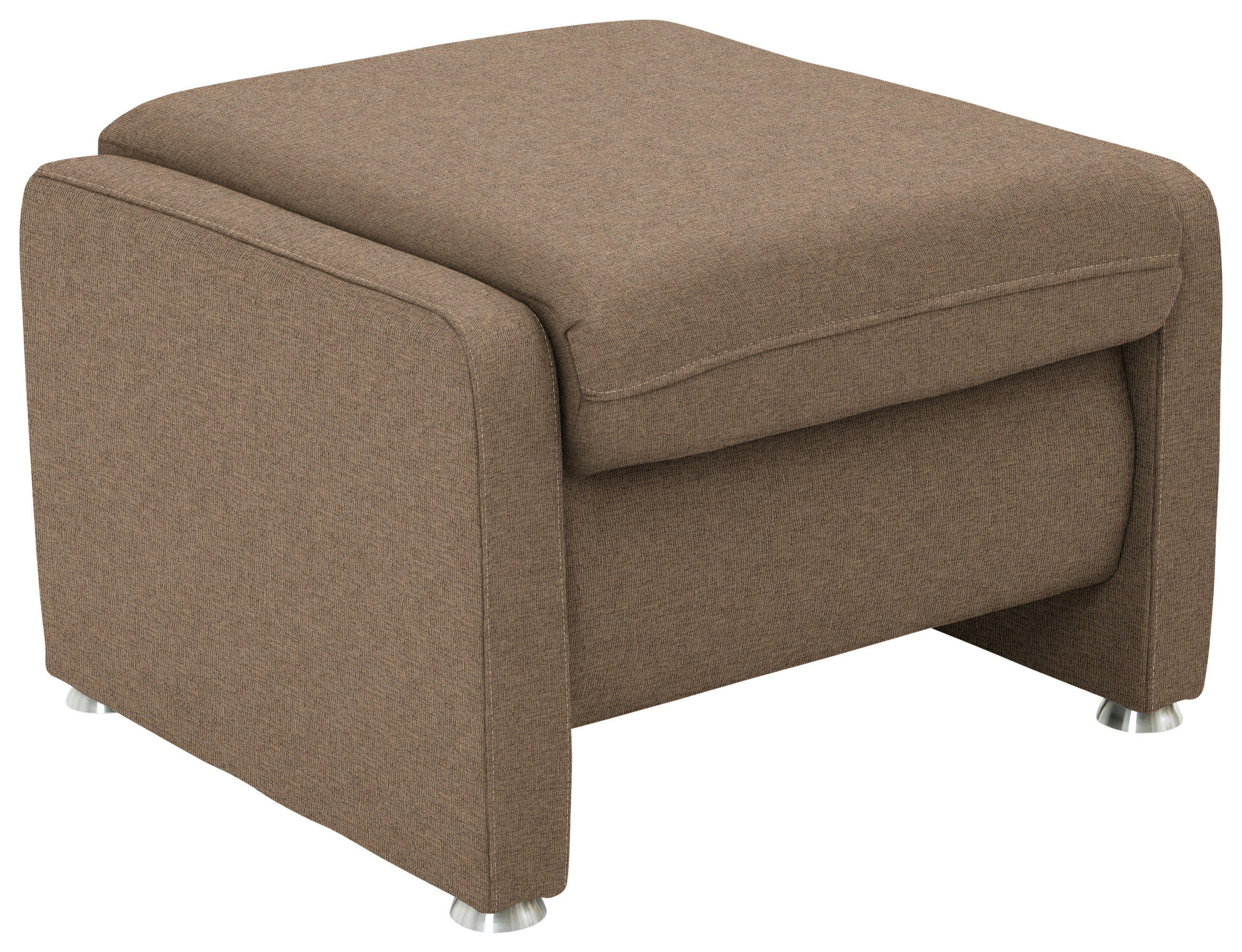 HOCKER Textil Hellbraun  - Hellbraun/Alufarben, Konventionell, Textil/Metall (67/44/58cm) - Beldomo Comfort