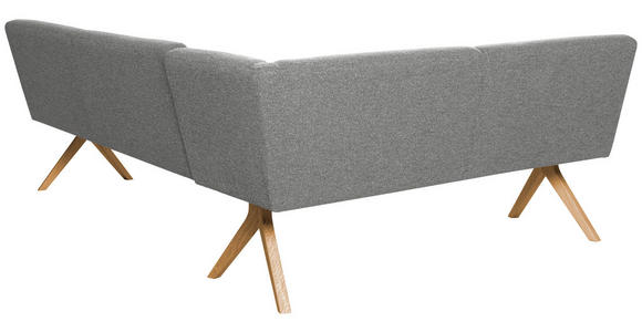 ECKBANK 172/238 cm Webstoff Grau Eiche vollmassiv   - Eichefarben/Grau, KONVENTIONELL, Holz/Textil (172/238cm) - Linea Natura