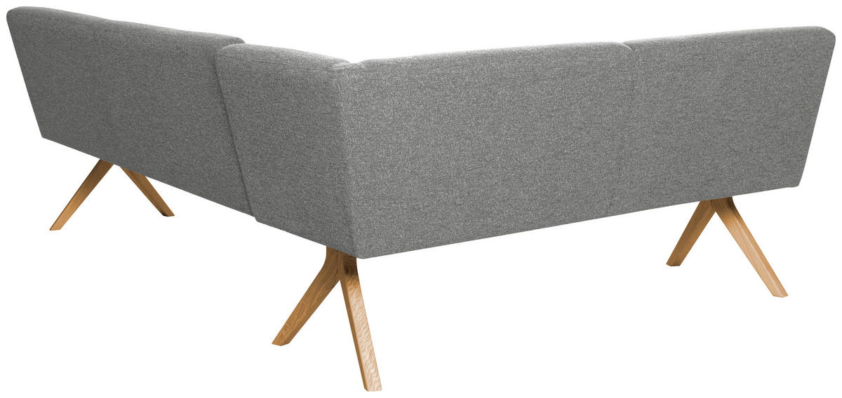 ECKBANK 172/218 cm Webstoff Grau Eiche vollmassiv   - Eichefarben/Grau, KONVENTIONELL, Holz/Textil (172/218cm) - Linea Natura