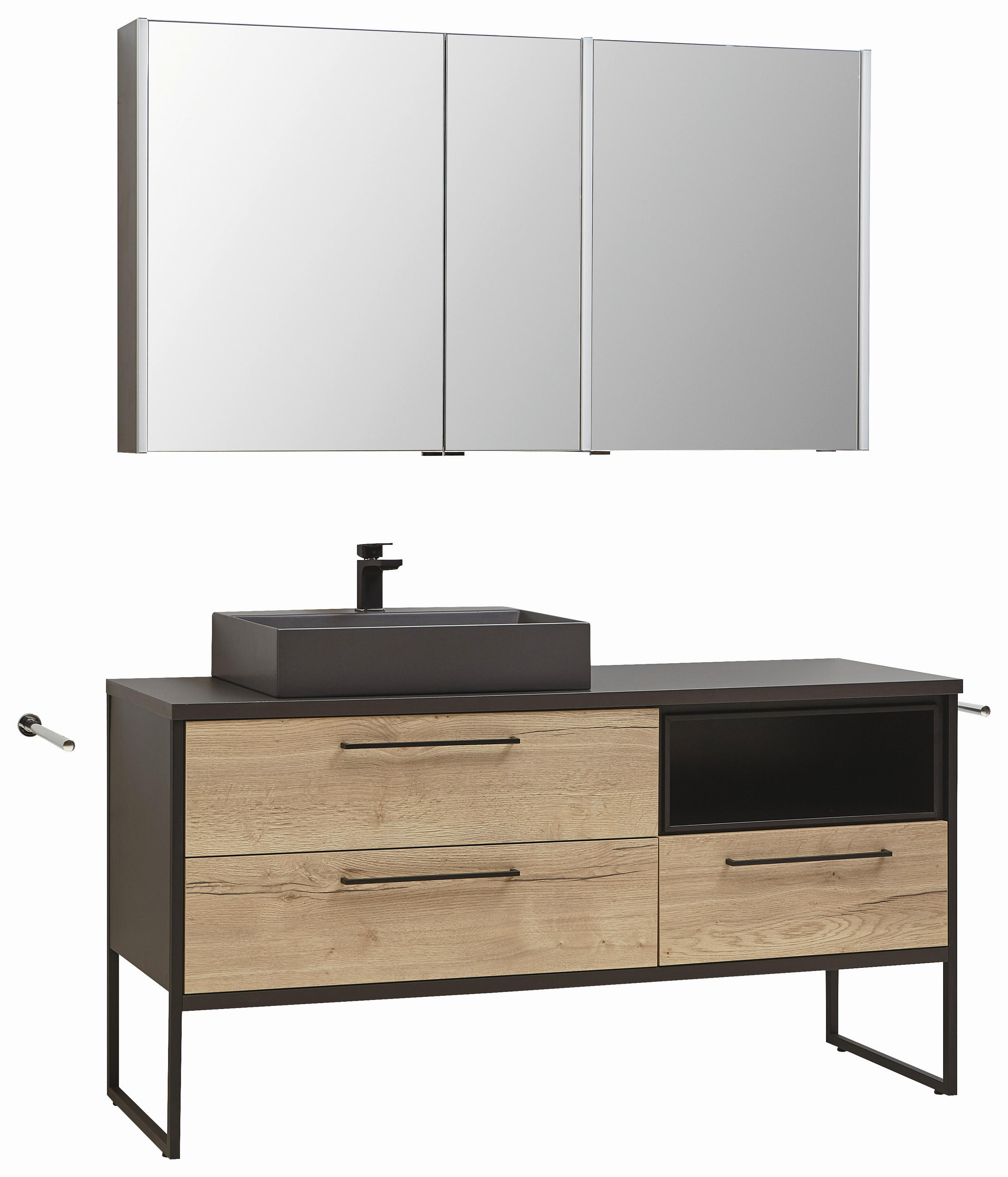 BADEZIMMER  in 155 cm  - Eichefarben/Anthrazit, Design, Keramik/Holzwerkstoff (155cm) - Dieter Knoll