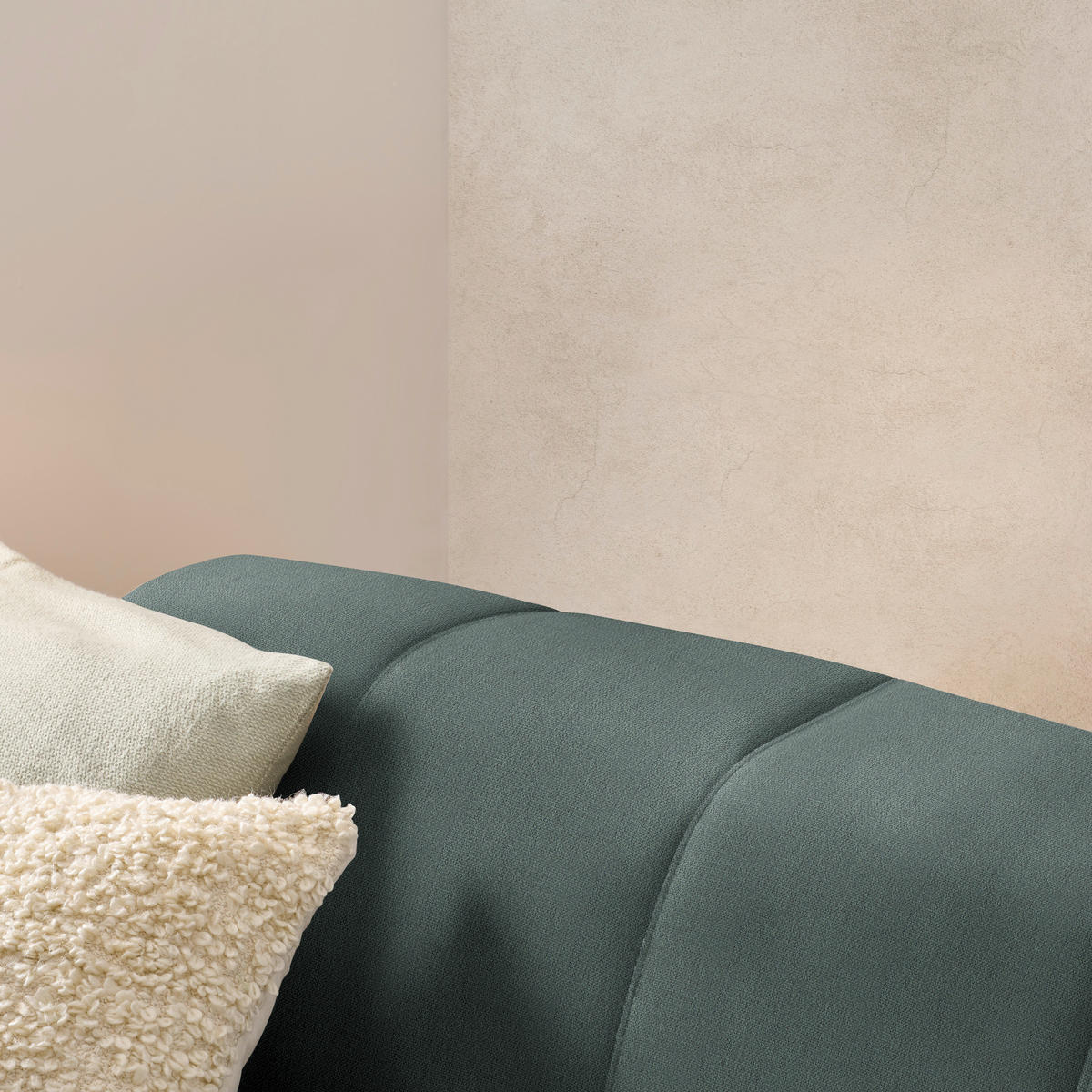 ECKSOFA in Chenille Waldgrün  - Waldgrün/Schwarz, Design, Textil/Metall (311/167cm) - Xora