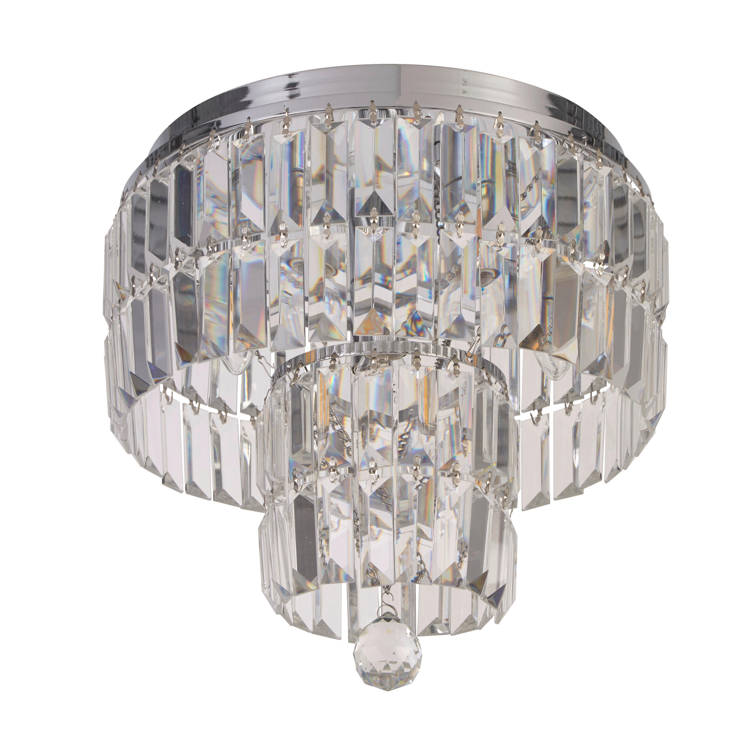 BADEZIMMER-DECKENLEUCHTE  34/33 cm    - Chromfarben, Design, Glas/Metall (34/33cm)