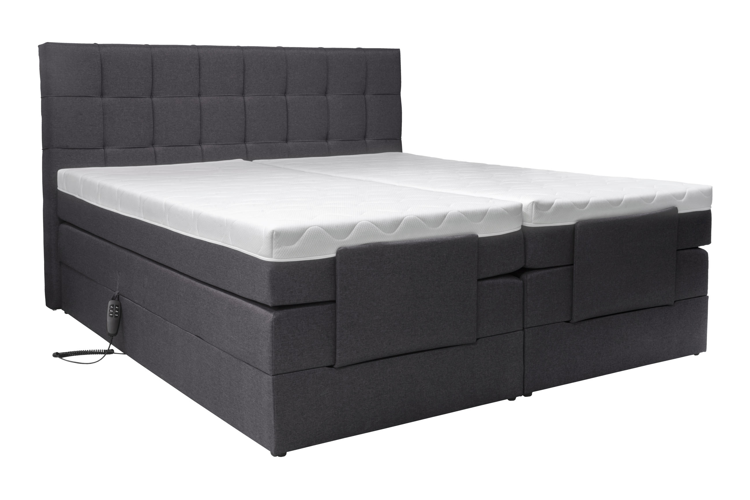 BOXSPRINGBETT 160/200 cm  in Grau  - Schwarz/Grau, Basics, Kunststoff/Textil (160/200cm) - Moderano