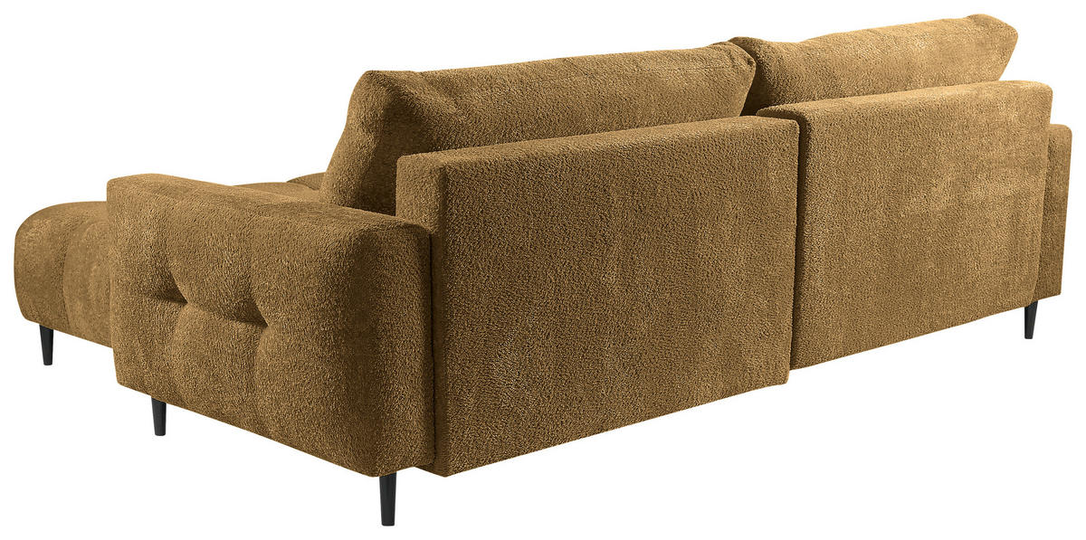 ECKSOFA in Chenille Honig  - Schwarz/Honig, Konventionell, Holz/Textil (266/180cm) - MID.YOU