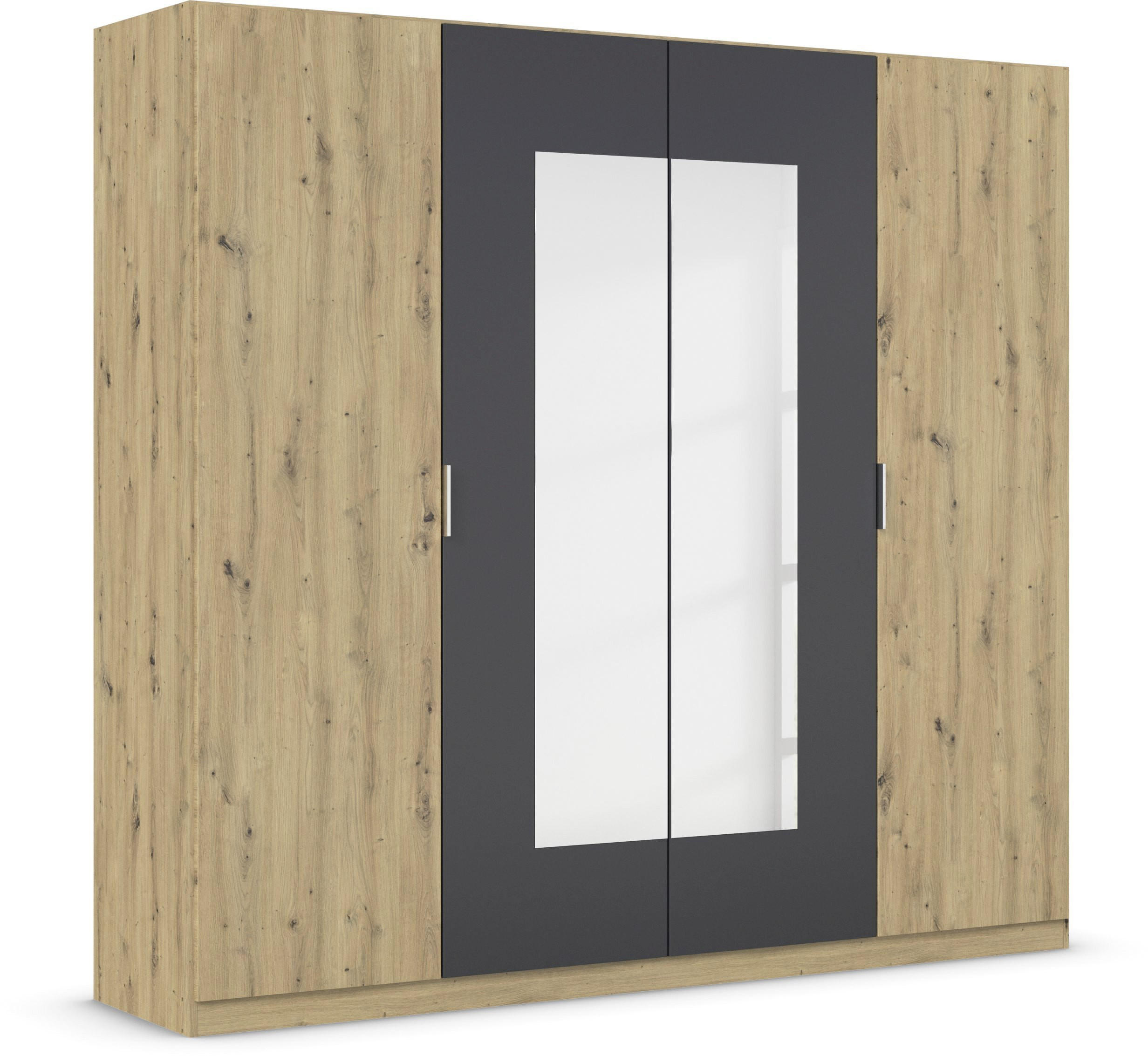DREHTÜRENSCHRANK 226/210/54 cm 4-türig Dunkelgrau, Eiche Artisan  - Dunkelgrau/Alufarben, Design, Glas/Holzwerkstoff (226/210/54cm) - Boxxx