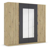 DREHTÜRENSCHRANK in Dunkelgrau, Eiche Artisan  - Dunkelgrau/Alufarben, Design, Glas/Holzwerkstoff (226/210/54cm) - Boxxx