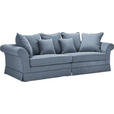 BIGSOFA Flachgewebe Blau  - Blau/Dunkelbraun, Trend, Holz/Textil (264/70/111cm) - Carryhome