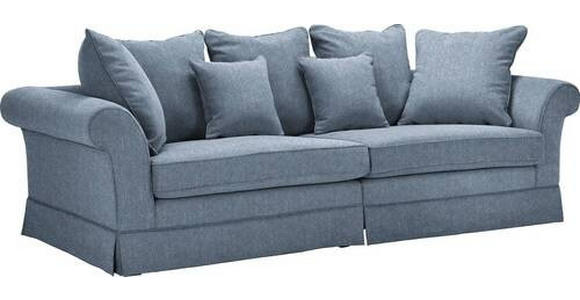 BIGSOFA Flachgewebe Blau  - Blau/Dunkelbraun, Trend, Holz/Textil (264/70/111cm) - Carryhome