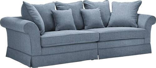 BIGSOFA Flachgewebe Blau  - Blau/Dunkelbraun, Trend, Holz/Textil (264/70/111cm) - Carryhome