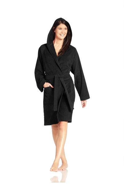 BADEMANTEL S Unisex  - Schwarz, Basics, Textil (Snull) - Vossen