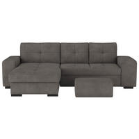 ECKSCHLAFSOFA in Mikrofaser Dunkelgrau  - Dunkelgrau/Schwarz, Modern, Kunststoff/Textil (156/268cm) - MID.YOU