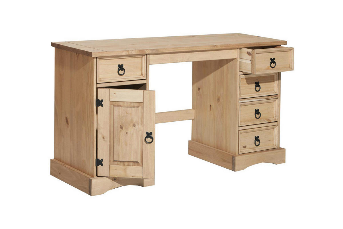 SCHREIBTISCH 140/48/76 cm  in Honig  - Schwarz/Honig, Natur, Holz/Metall (140/48/76cm) - Livetastic