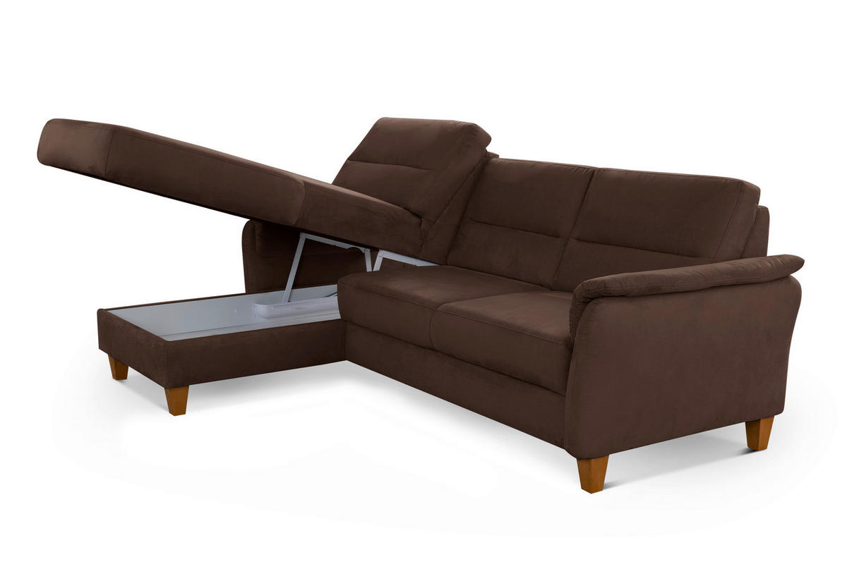 ECKSOFA PALMERA V Dunkelbraun Mikrofaser  - Eichefarben/Dunkelbraun, KONVENTIONELL, Holz/Textil (163/244cm) - Sit & More