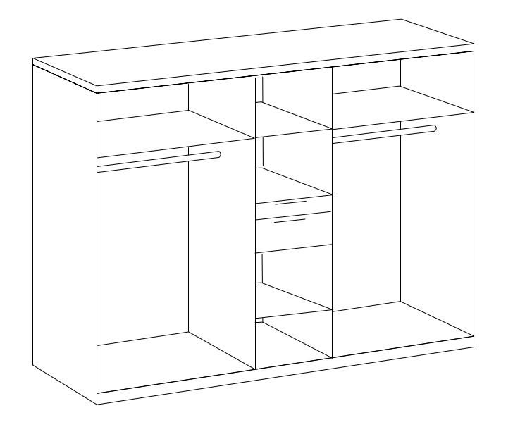 Thumbnail - Boxxx Kleiderschrank, Eiche, Metall, 4 Fächer, 2 Schubladen, 225x210x58 cm, BQ - Bündnis für Qualität, Made in Germany, ...