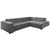 ECKSCHLAFSOFA Grau Velours  - Schwarz/Grau, Design, Holz/Textil (307/201cm) - Livetastic