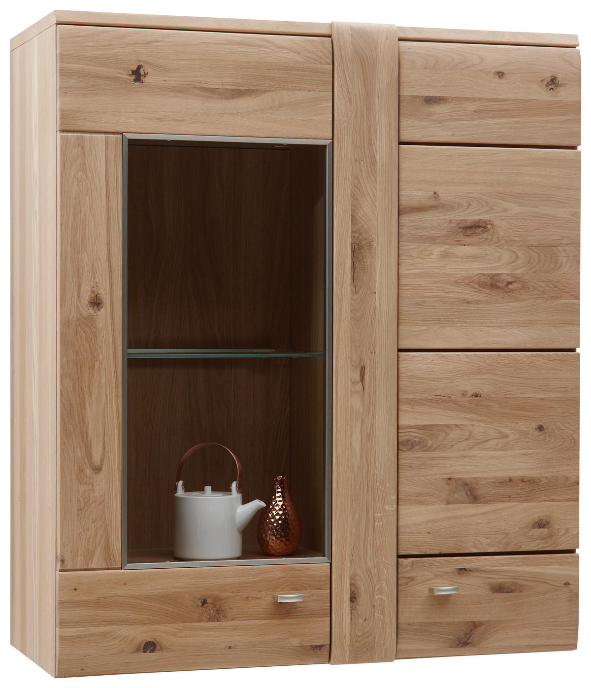 HÄNGEVITRINE Colorado in furniert, massiv Eiche Eichefarben  - Eichefarben/Alufarben, KONVENTIONELL, Glas/Holz (89/103,3/37,7cm) - Voleo