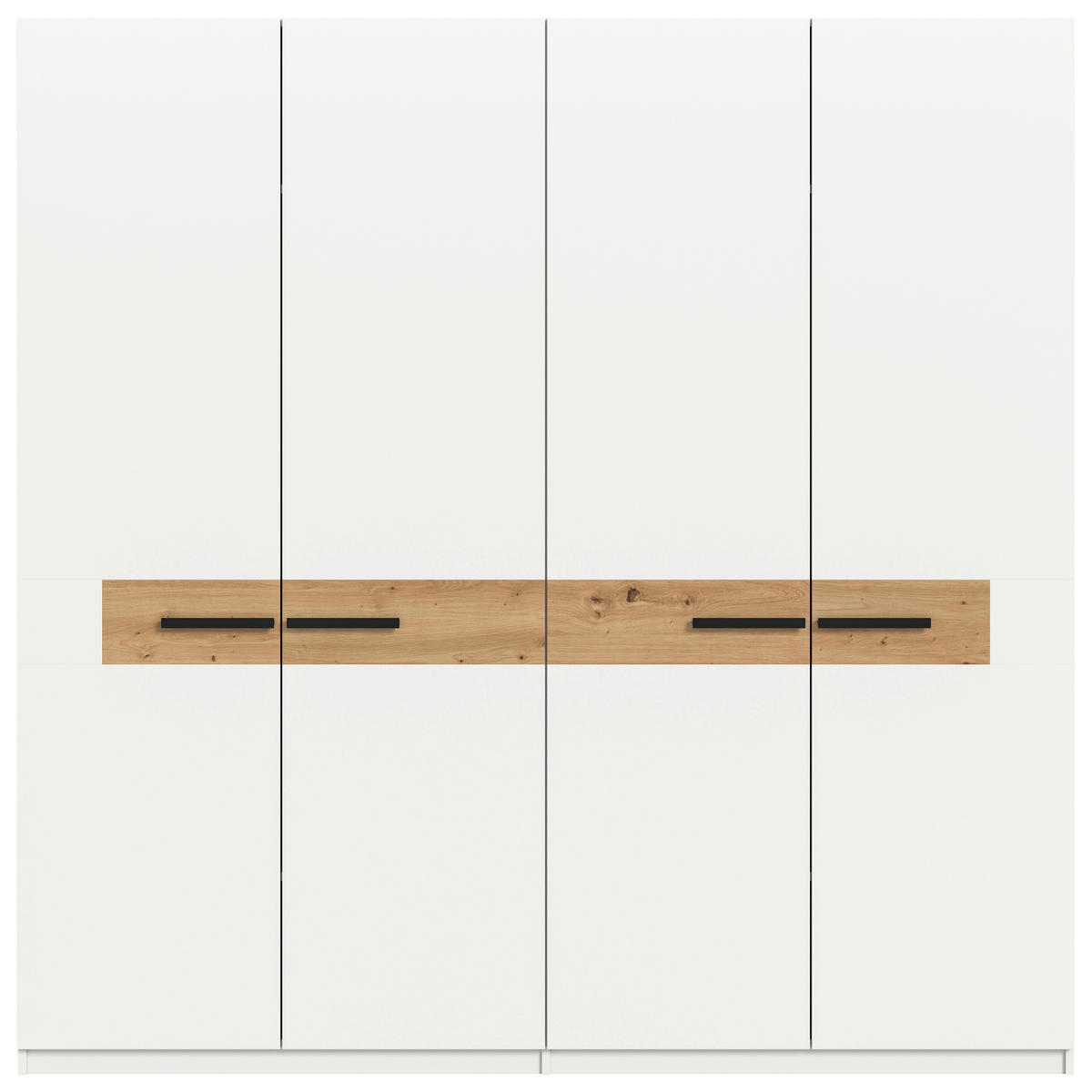 DREHTÜRENSCHRANK 200/201/55 cm,  in Weiß, Eiche Artisan, 4-türig  - Schwarz/Weiß, ROMANTIK / LANDHAUS, Holzwerkstoff/Kunststoff (200/201/55cm) - Livetastic