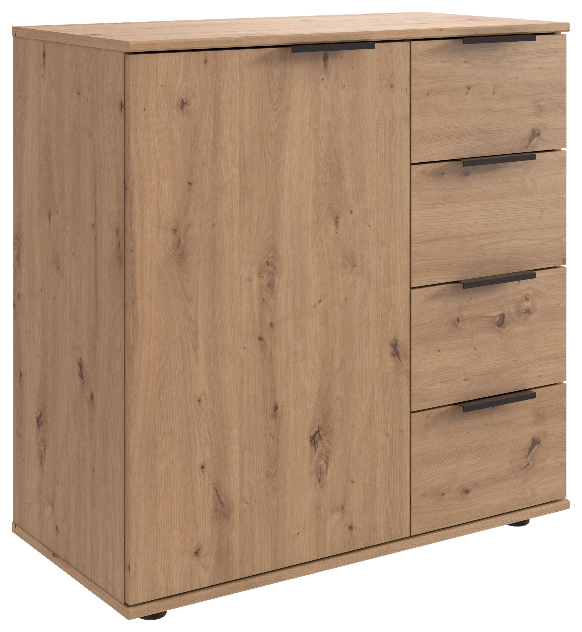 BYRÅ 81/83/41 cm  - svart/ek Artisan, Klassisk, metall/trämaterial (81/83/41cm) - MID.YOU