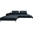 ECKSOFA  in Echtleder Dunkelblau  201/304 cm  - Schwarz/Dunkelblau, Design, Leder/Metall (201/304cm) - Belluti
