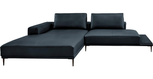 ECKSOFA  in Echtleder Dunkelblau  201/304 cm  - Schwarz/Dunkelblau, Design, Leder/Metall (201/304cm) - Belluti