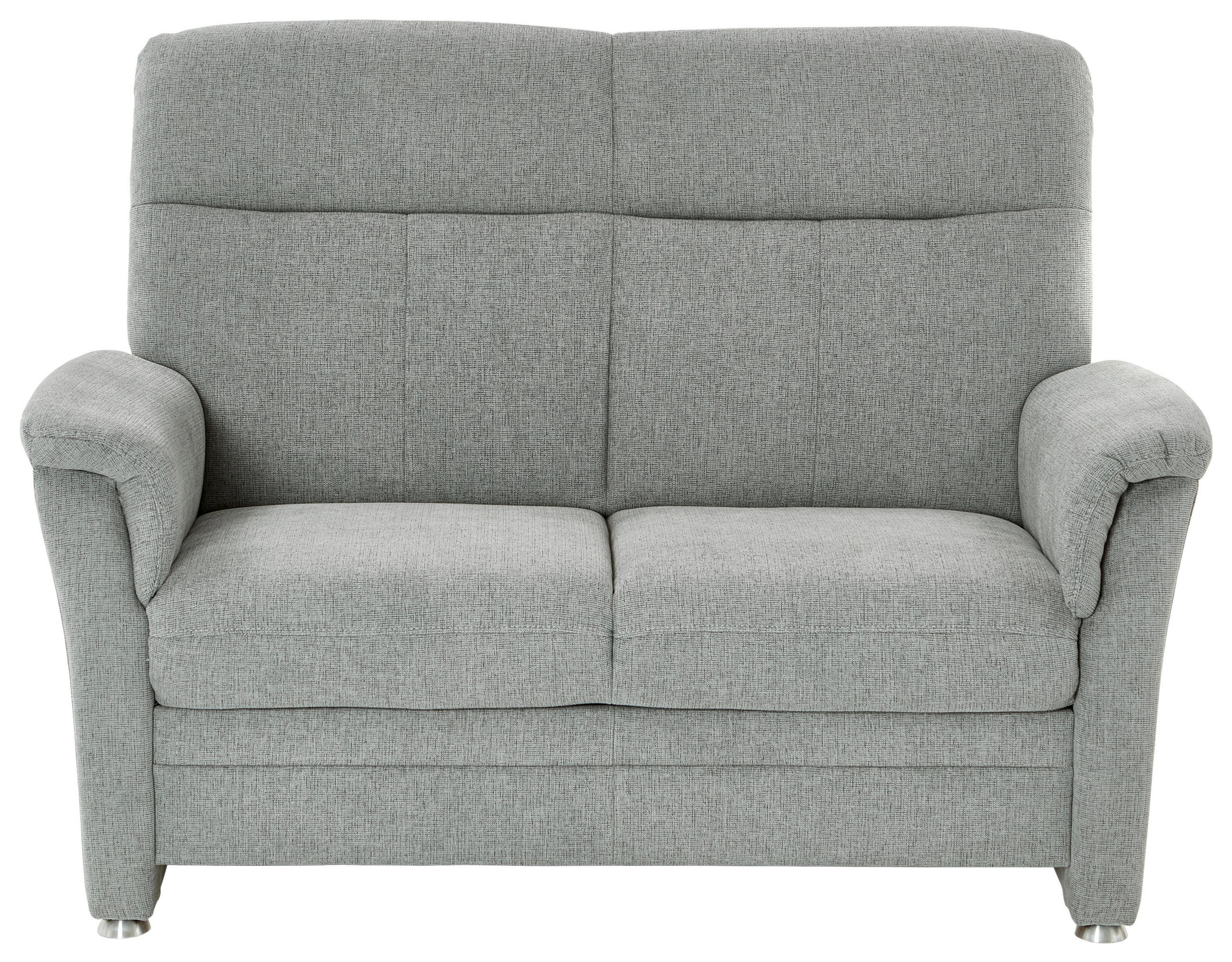 2-SITZER-SOFA Flachgewebe Hellgrau  - Hellgrau/Alufarben, Konventionell, Textil/Metall (142/100/89cm) - Beldomo Comfort