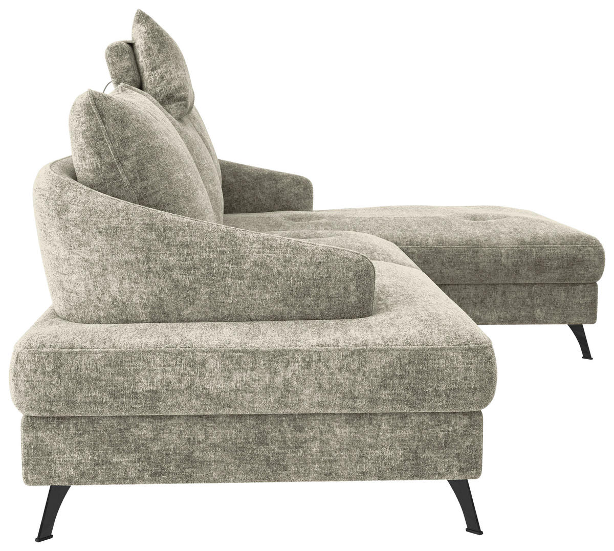 ECKSOFA in Webstoff Hellbraun  - Hellbraun/Schwarz, Konventionell, Textil/Metall (293/183cm) - Carryhome
