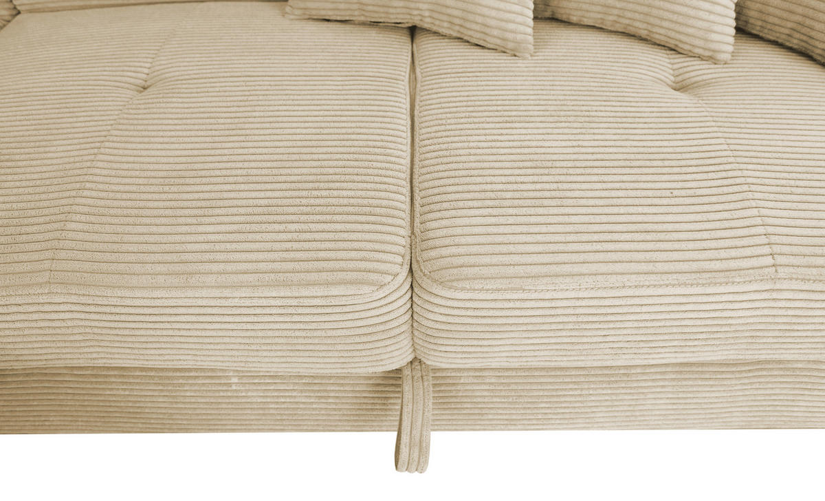 ECKSOFA in Cord Creme  - Silberfarben/Creme, Design, Textil/Metall (226/257cm) - Xora