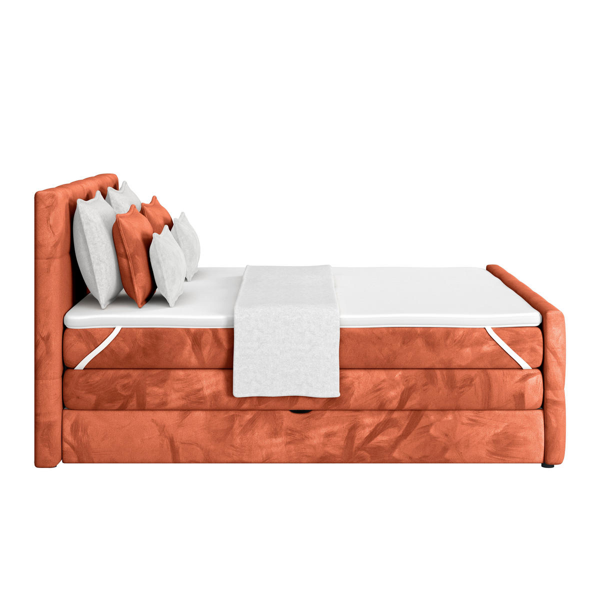 BOXSPRINGBETT 160/200 cm,  in Rostfarben, gepolstertes Kopfteil, Bettkasten, Topper, Matratzen, H2 + H2 = mittel  - Rostfarben, KONVENTIONELL, Holz/Holzwerkstoff (160/200cm) - Luca Bessoni