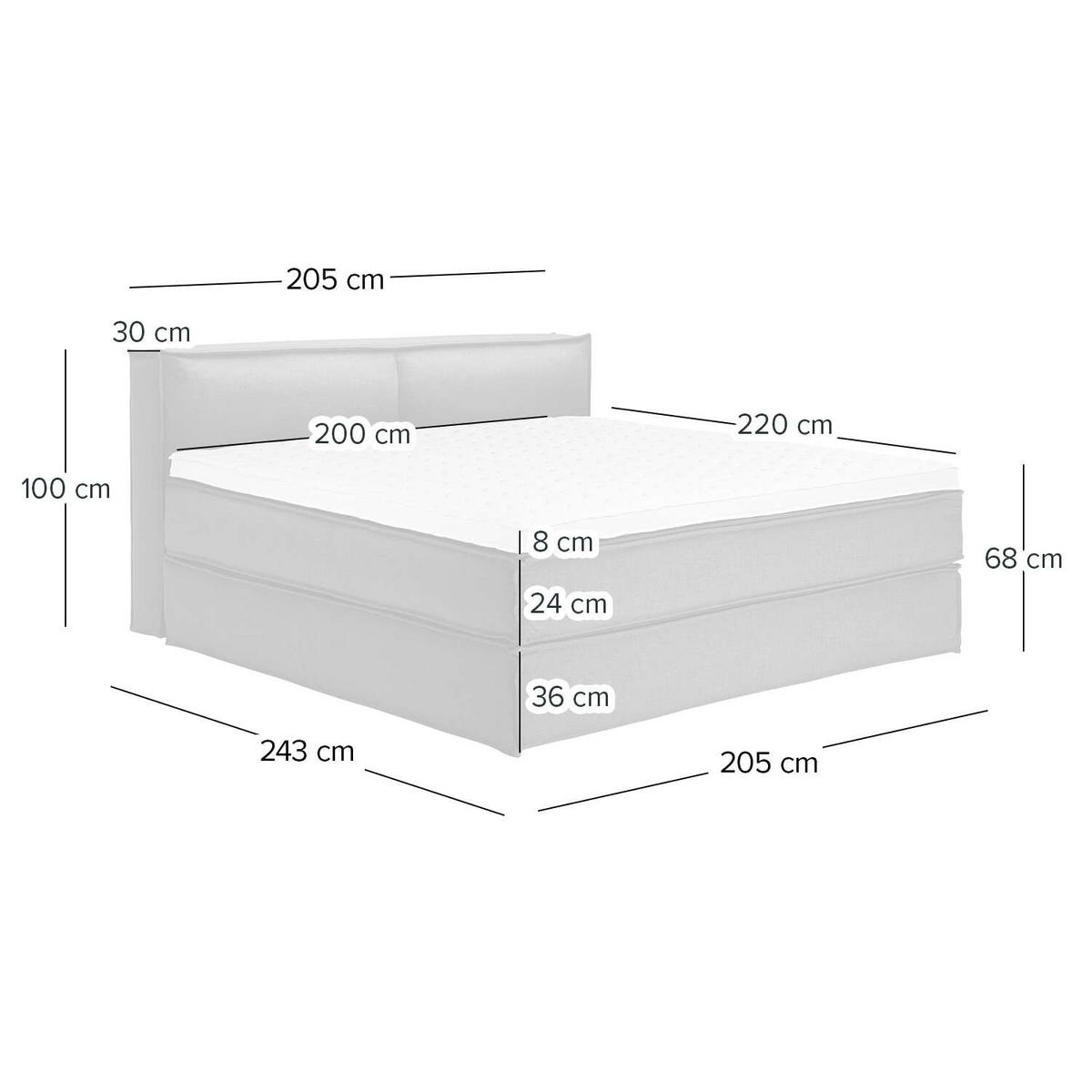 BOXSPRINGBETT 200/220 cm  in Anthrazit  - Anthrazit/Schwarz, Design, Textil (200/220cm) - home24