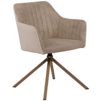 ARMLEHNSTUHL  in Lederlook  - Eichefarben/Beige, KONVENTIONELL, Textil/Metall (58,5/81/60cm) - MID.YOU