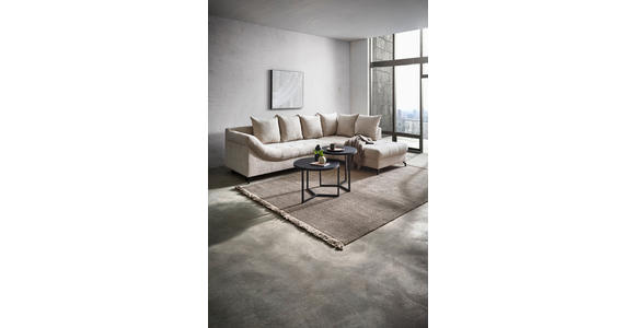 ECKSOFA in Struktur Creme  - Creme/Schwarz, KONVENTIONELL, Textil/Metall (274/194cm) - Carryhome