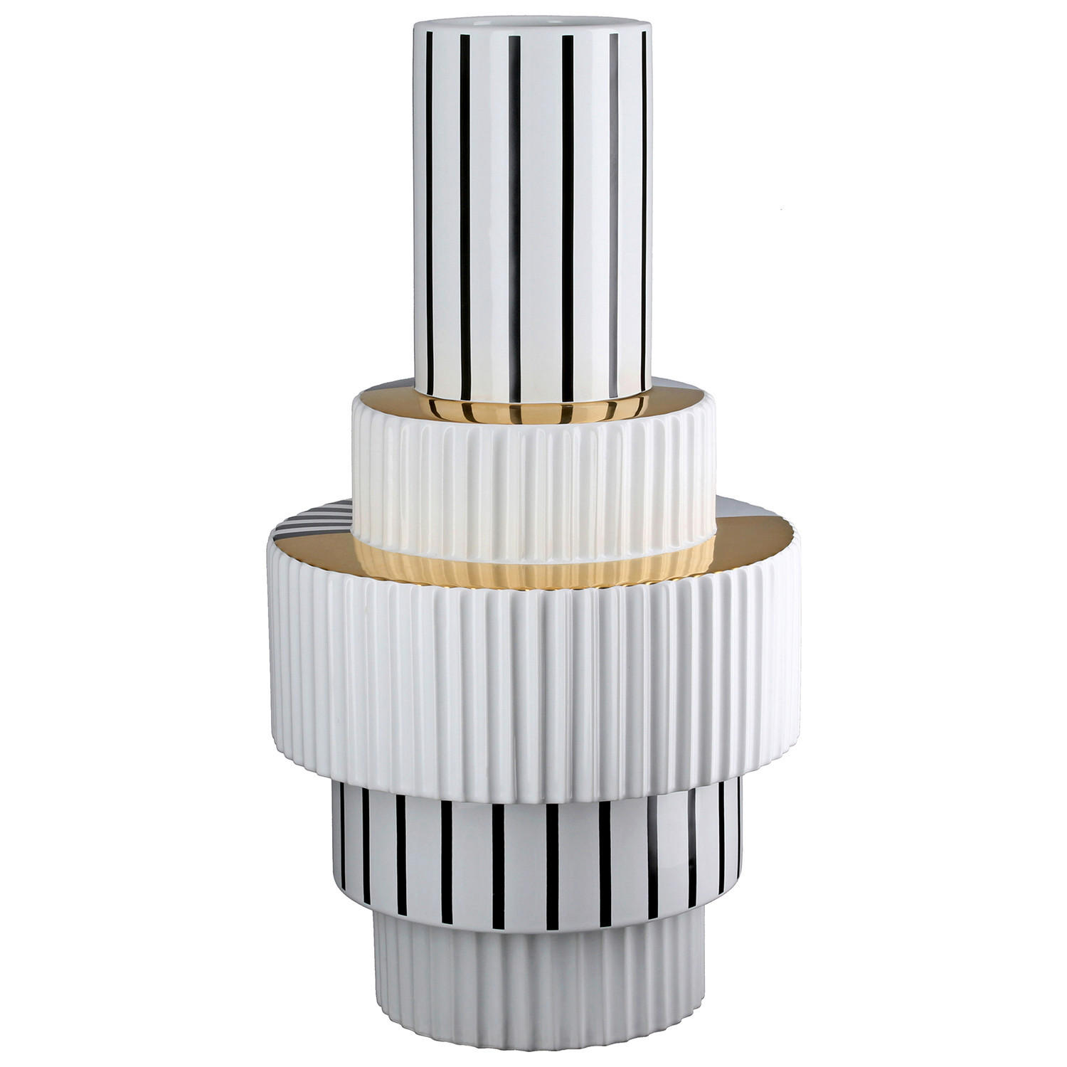 BODENVASE LIVELLO  - Schwarz/Weiß, Basics, Keramik (24/48cm)