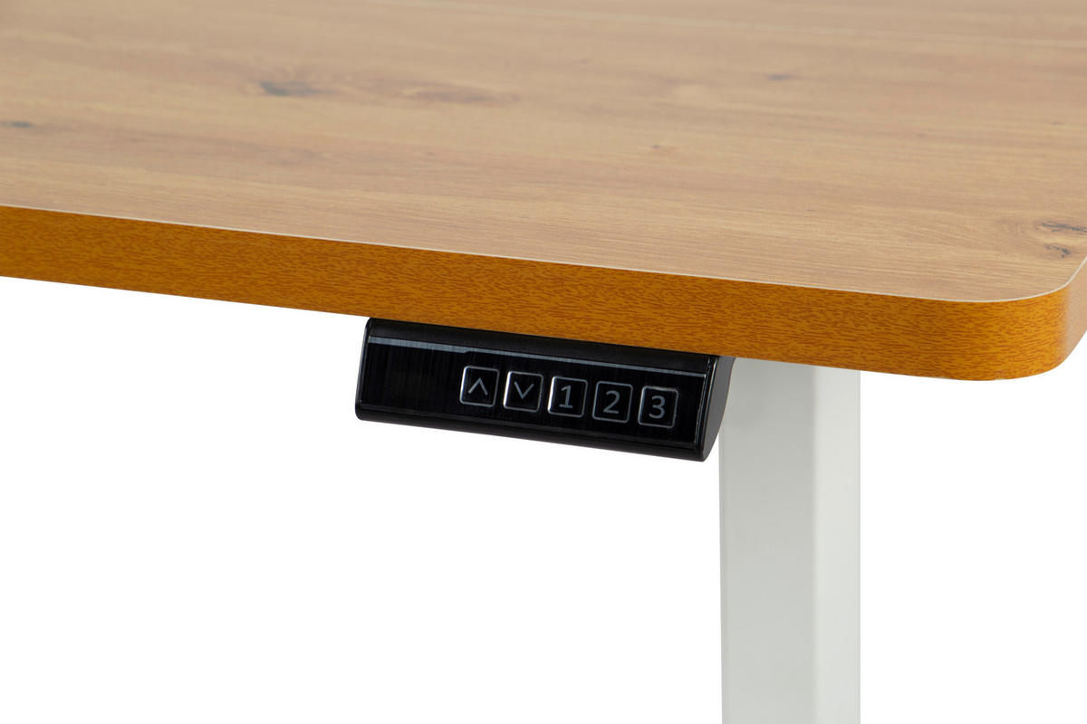 SCHREIBTISCH 160/80/72/118 cm Weiss, Eichefarben höhenverstellbar elektrisch höhenverstellbar  - Weiss/Eichefarben, Modern, Holzwerkstoff/Metall (160/80/72/118cm) - Livetastic