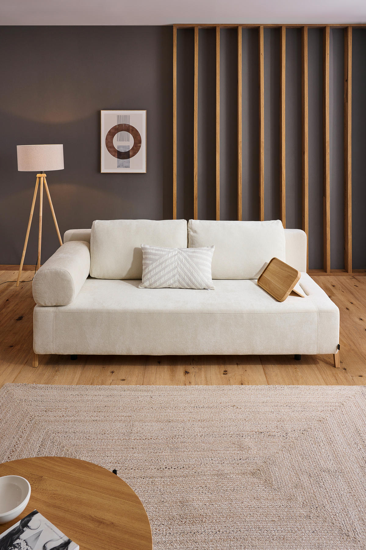 SCHLAFSOFA in Textil Creme  - Creme/Naturfarben, Design, Holz/Textil (211/88/102cm) - Niels Andersson