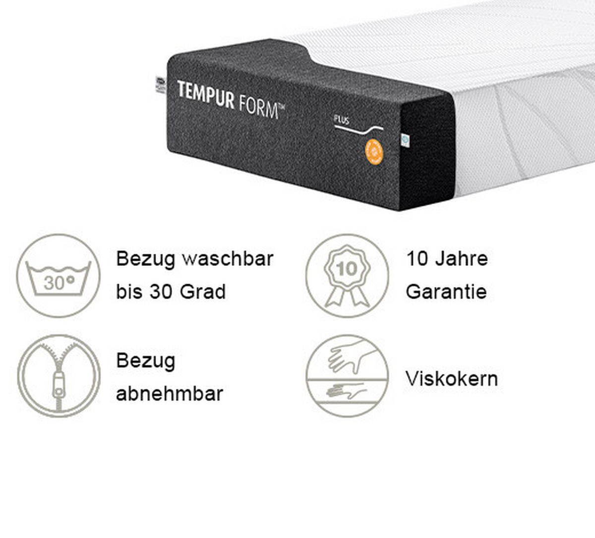 MATRATZE HYBRID FORM PLUS-HYBRID 80/200 cm Höhe ca. 25 cm  - Anthrazit/Weiß, Basics, Textil (80/200cm) - Tempur